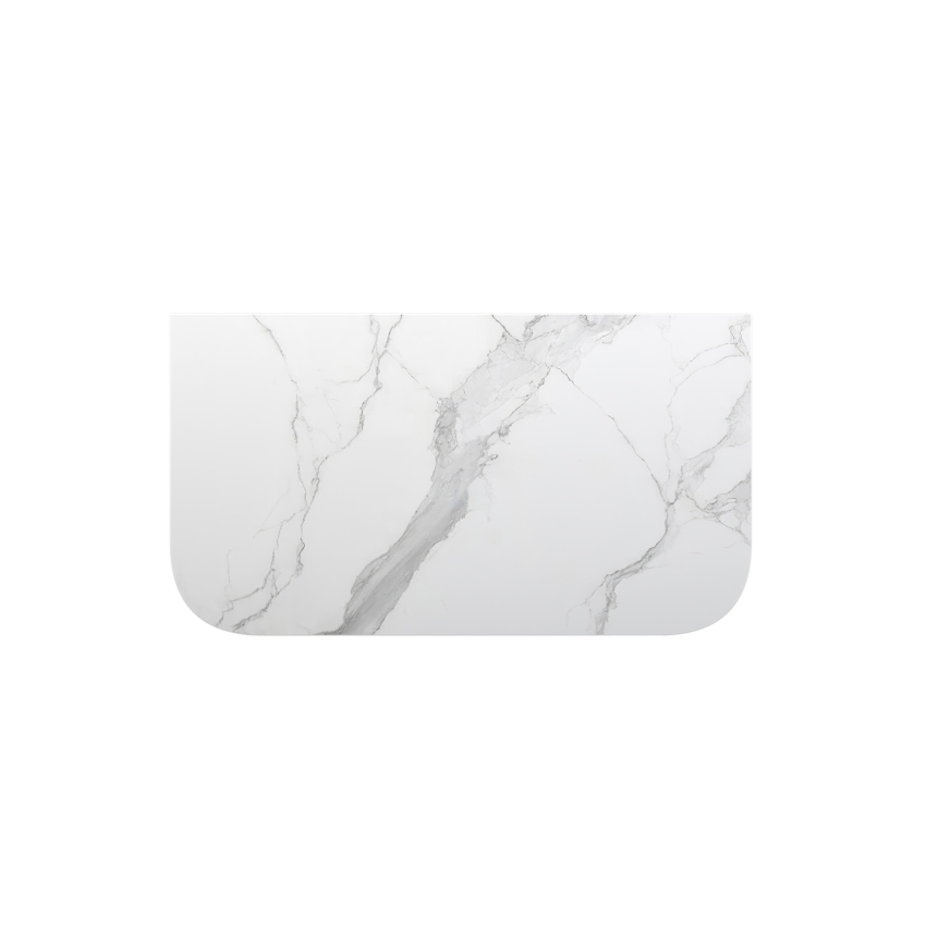 900mm White Marble Look Sintered Stone Top Matte Finish Rounded Corner Benchtop Rounded Corner
