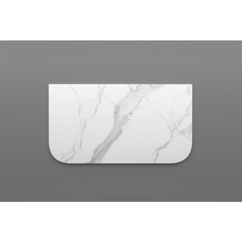 900mm White Marble Look Sintered Stone Top Matte Finish Rounded Corner Benchtop Rounded Corner