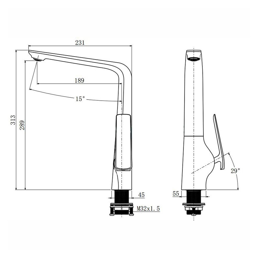 Esperia Chrome & Matte Black Kitchen Mixer
