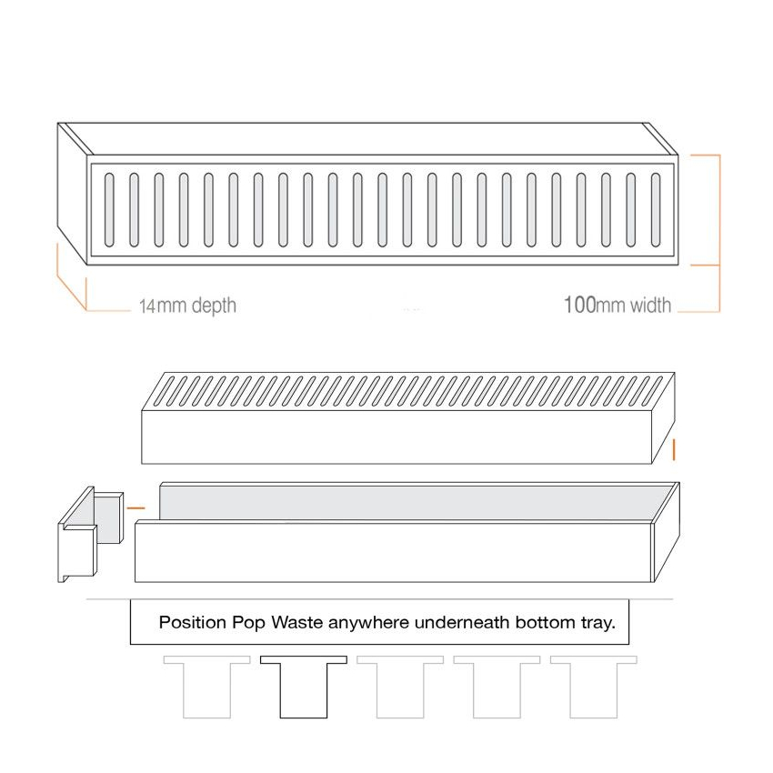 300*100*14mm Lauxes Aluminium Next Generation 14 Floor Grate Matte Yellow Gold 