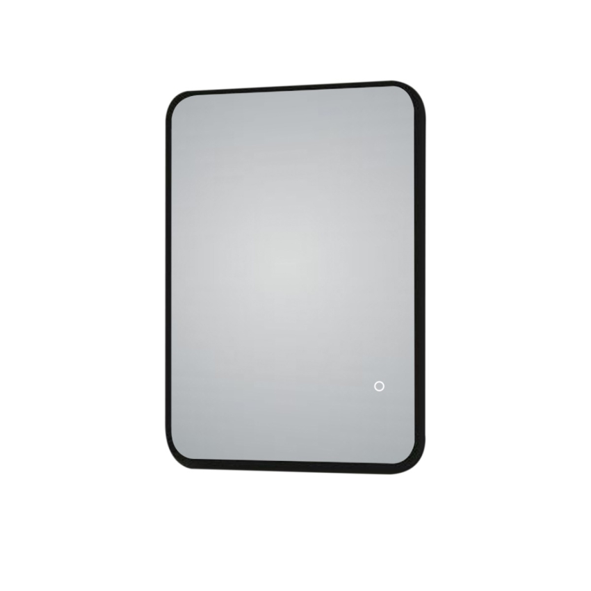 500*700mm Frosted Edge Black Aluminum Framed Front Light 3 Color Lighting LED Mirror Touch Sensor Switch Wall Mounted Vertical or Horizontal