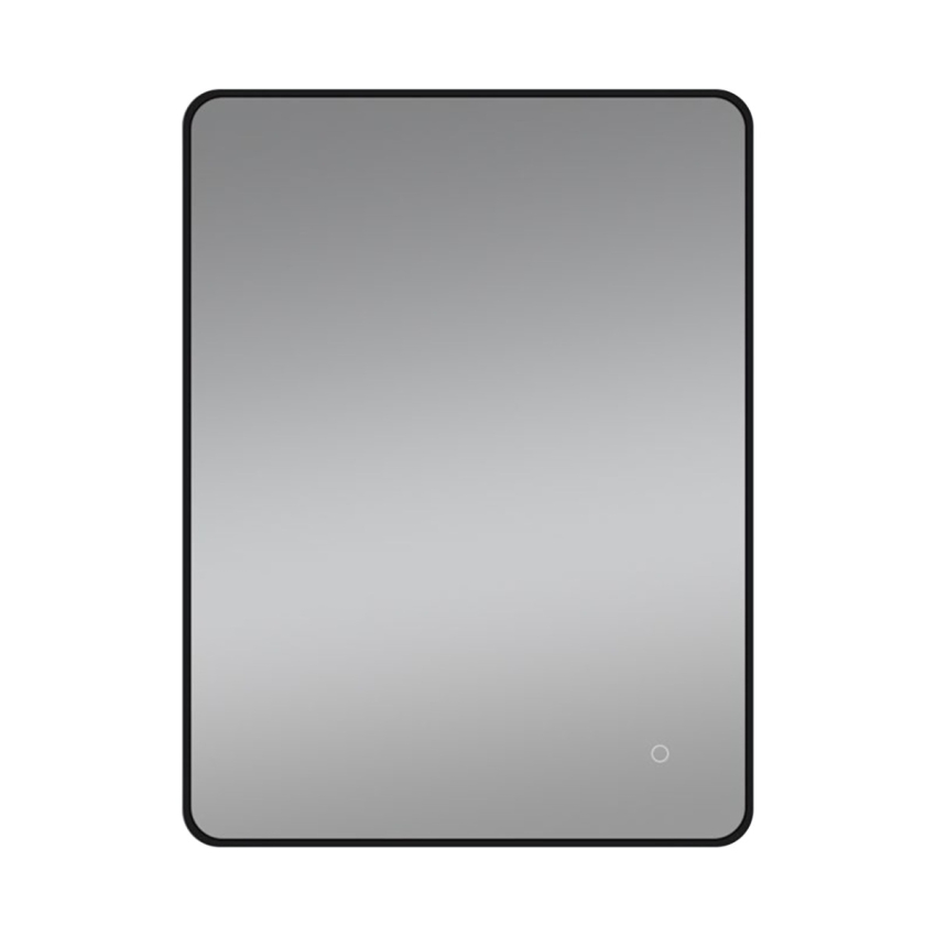 810*610mm Matte Black Aluminum Framed Curved Rim Rectangle 3 Color Lighting Backlit LED Mirror Touch Sensor Switch Wall Mounted Vertical or Horizontal
