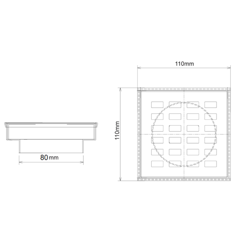 110*110*20mm Brushed Brass Grill Floor Waste Shower Grate Drain(80mm outlet)