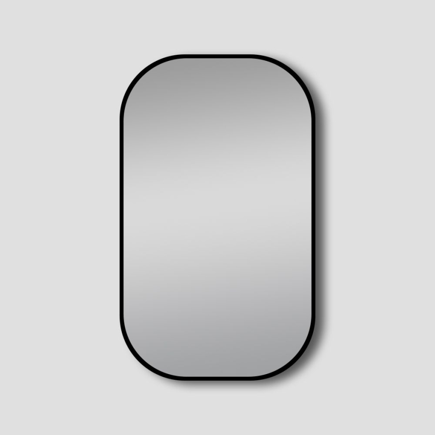 450*750mm Matte Black Rounded Rectangular Framed Mirror