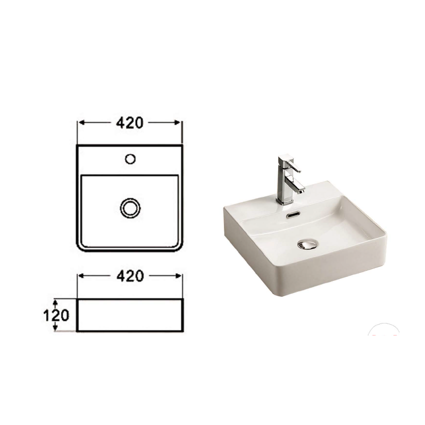 Rosa Wall Hung Basin 420 x 420 x 120 mm