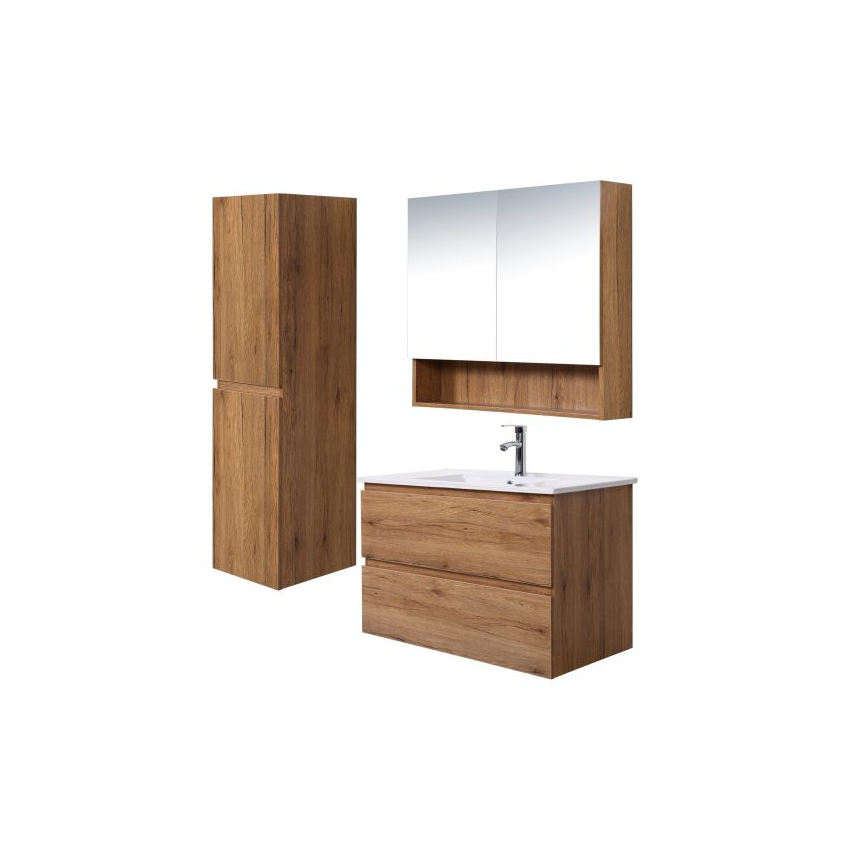 900*460*550mm Wall Hung Canyon Oak Woodgrain Vanity Two Drawer Cabinet Only