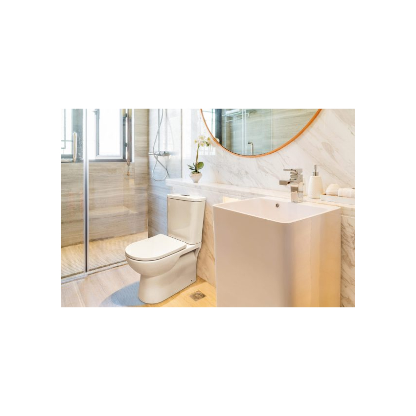 Moi Back To Wall Toilet Suite (Rimless) With Slim PP Seat Cover And Bottom Inlet Cistern T5B