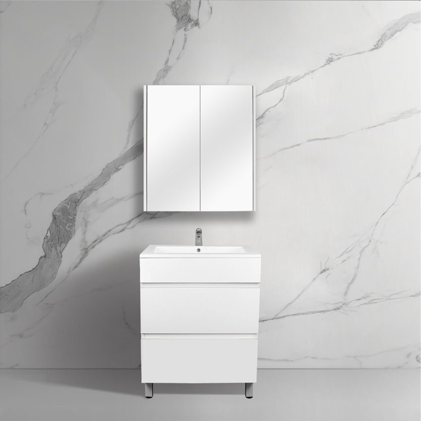 600mm Matte White MDF Bathroom Vanity 2 Drawers Free Standing Cabinet Only