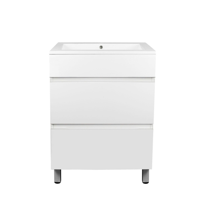 600mm Matte White MDF Bathroom Vanity 2 Drawers Free Standing Cabinet Only