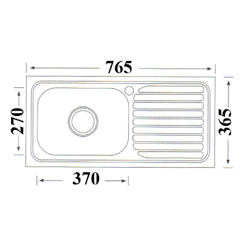 Single Bowl & Single Drainer 765 x 365mm