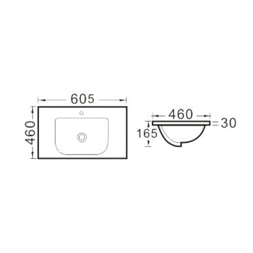 600mm O Shape Basin Ceramic Vanity Top