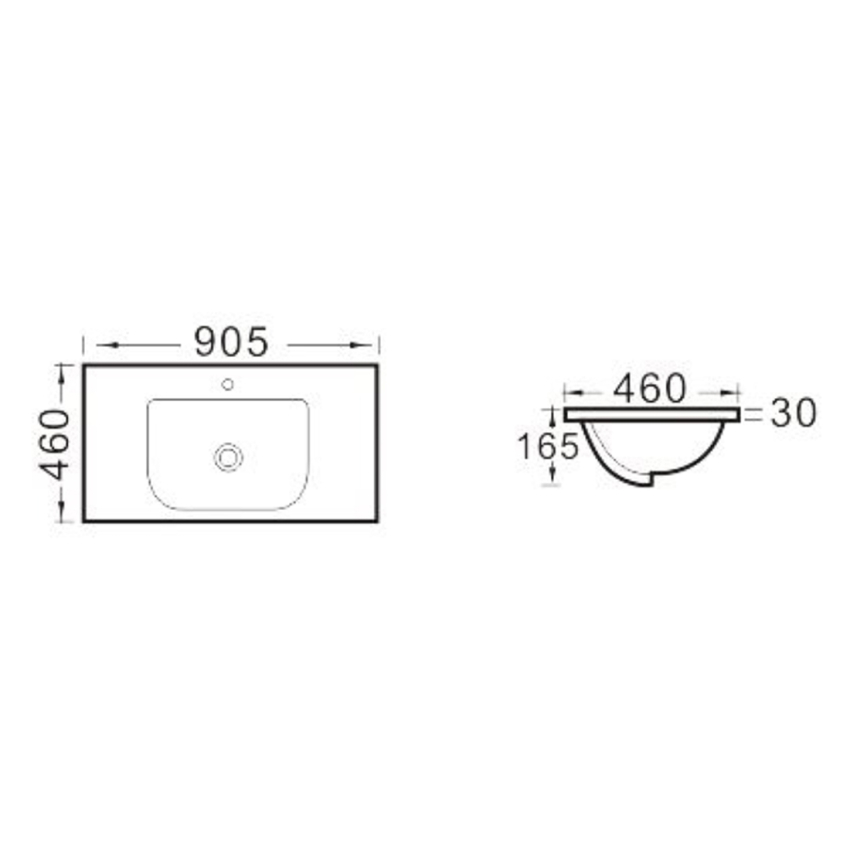 900mm O Shape Basin Ceramic Vanity Top