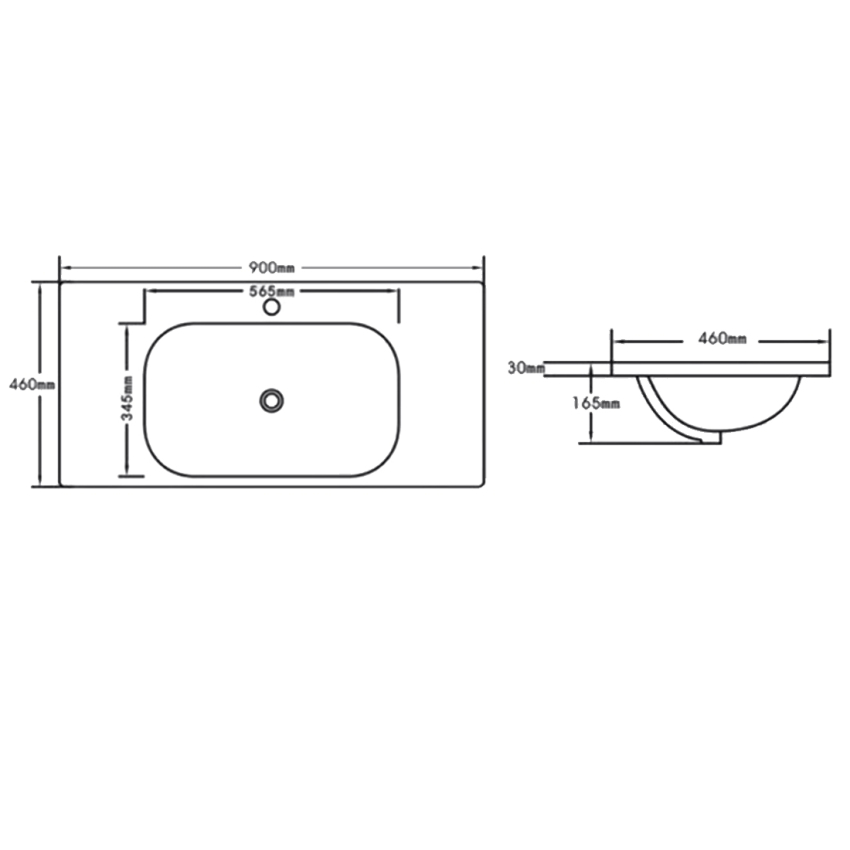 900mm Moon Basin Round Bowl Gloss White Ceramic Vanity Top
