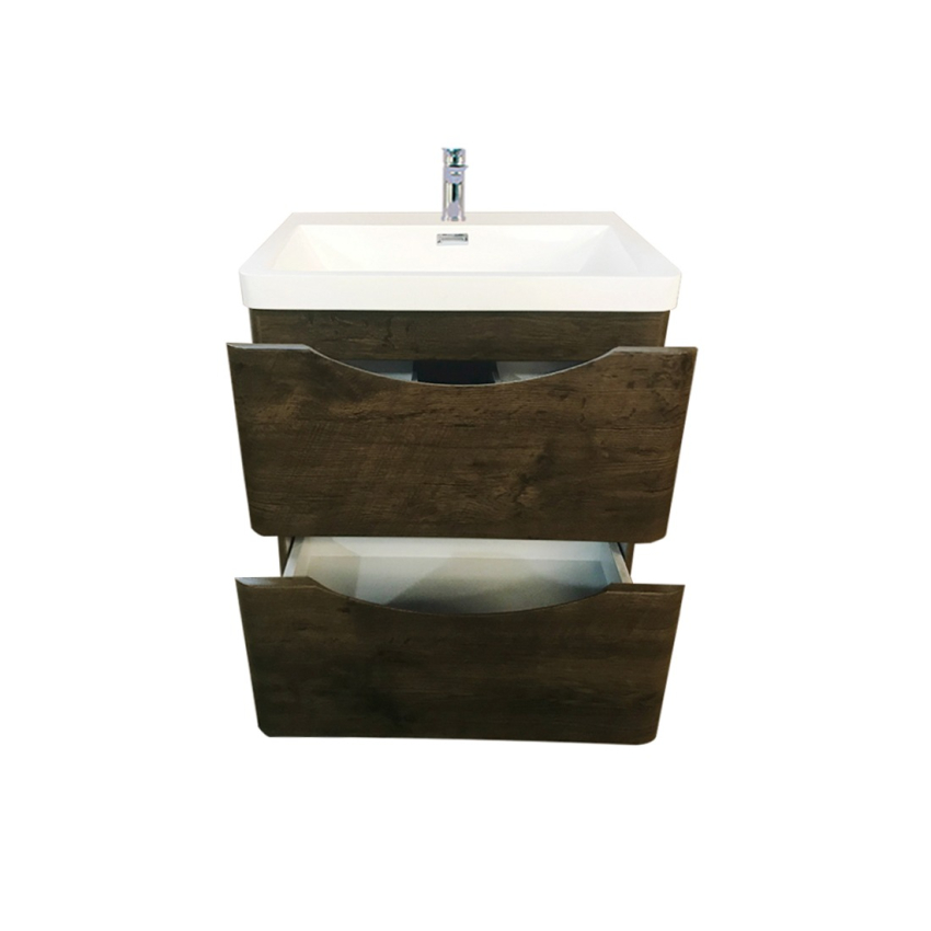 600mm Dark Oak MDF Bathroom Vanity 2 Doors ARC Wall Hung Cabinet Only