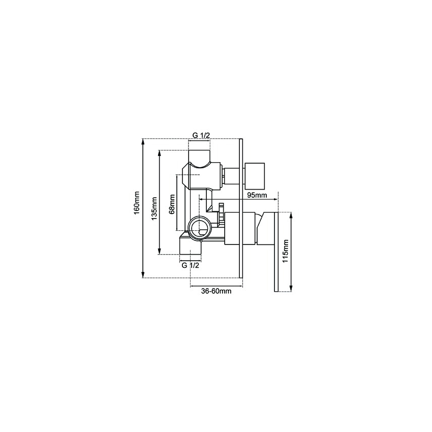 Round Matte Black Shower/Bath Mixer Diverter(color up)