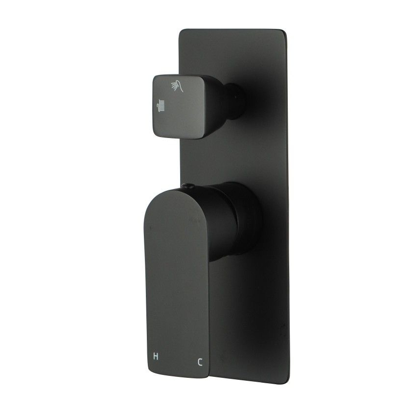 VOG Series Solid Brass Black Bath/Shower Wall Mixer with Diverter Wall Mounted(color up)