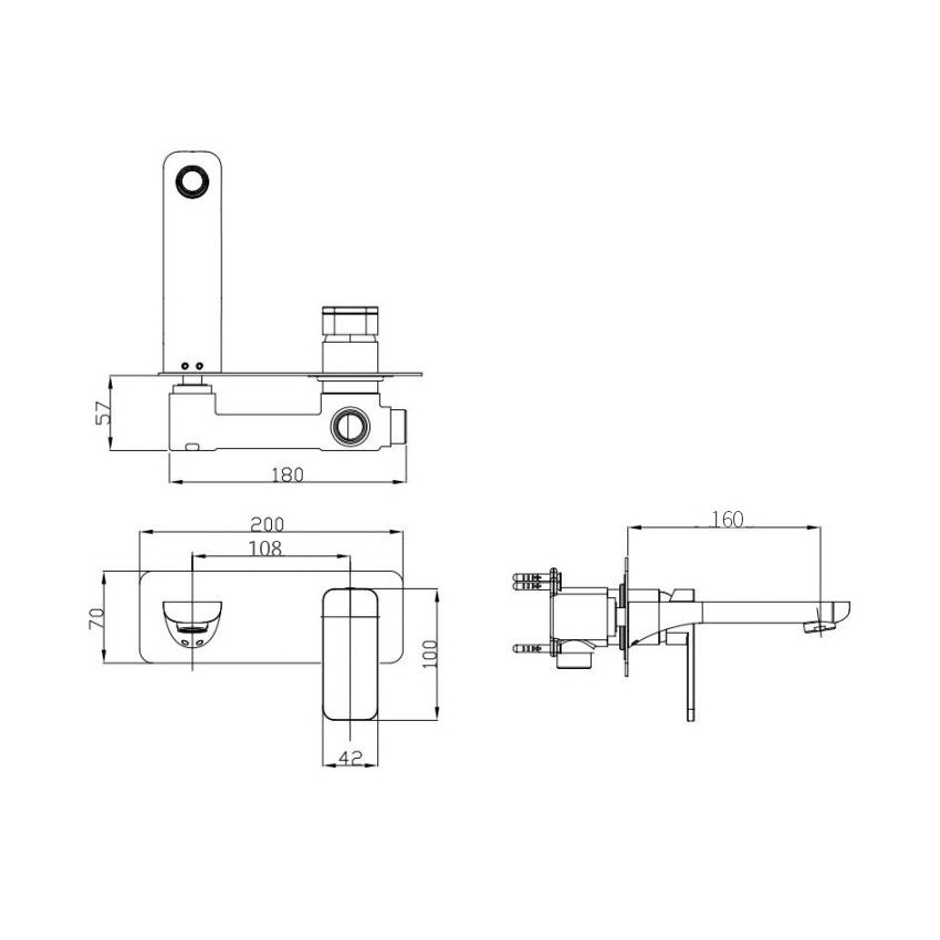 Ivano Series Black Bathtub/Basin Wall Mixer With Spout(Color Up)(Extension Part)