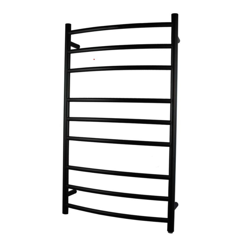 Round Matte Black Electric Heated Towel Rack 9 Bars