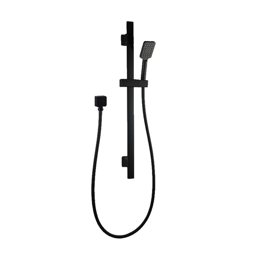Square Black Handheld Shower With Rail