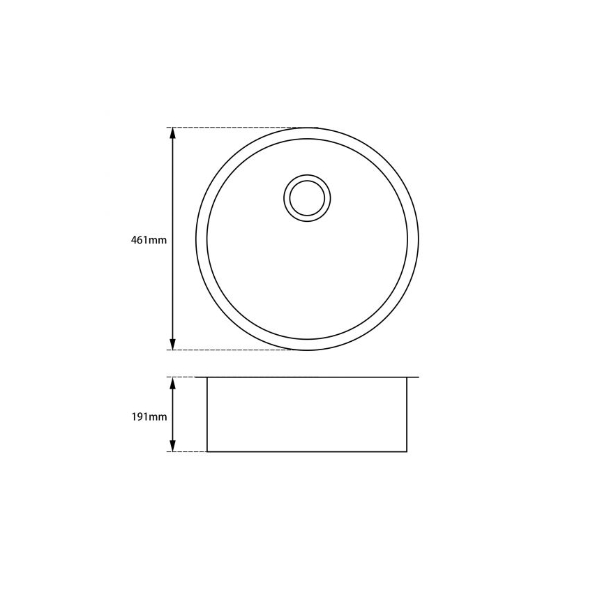 Black Granite Quartz Stone Kitchen/Laundry Sink Round Single Bowl Top/Under Mount 460mm