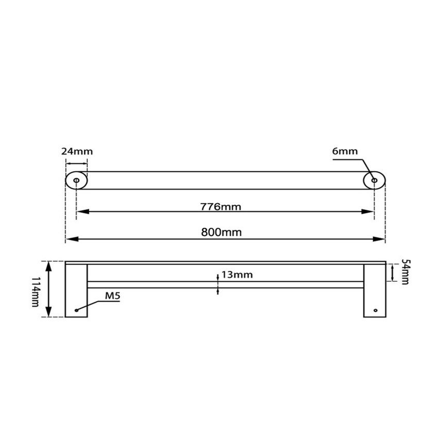 800mm 304 Stainless Steel Black & Rose Gold Double Towel Rail