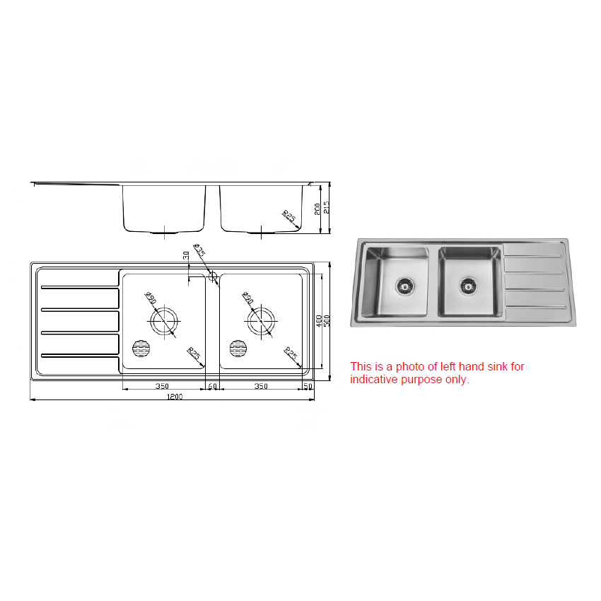 Stainless Steel Sink 1200x500x200