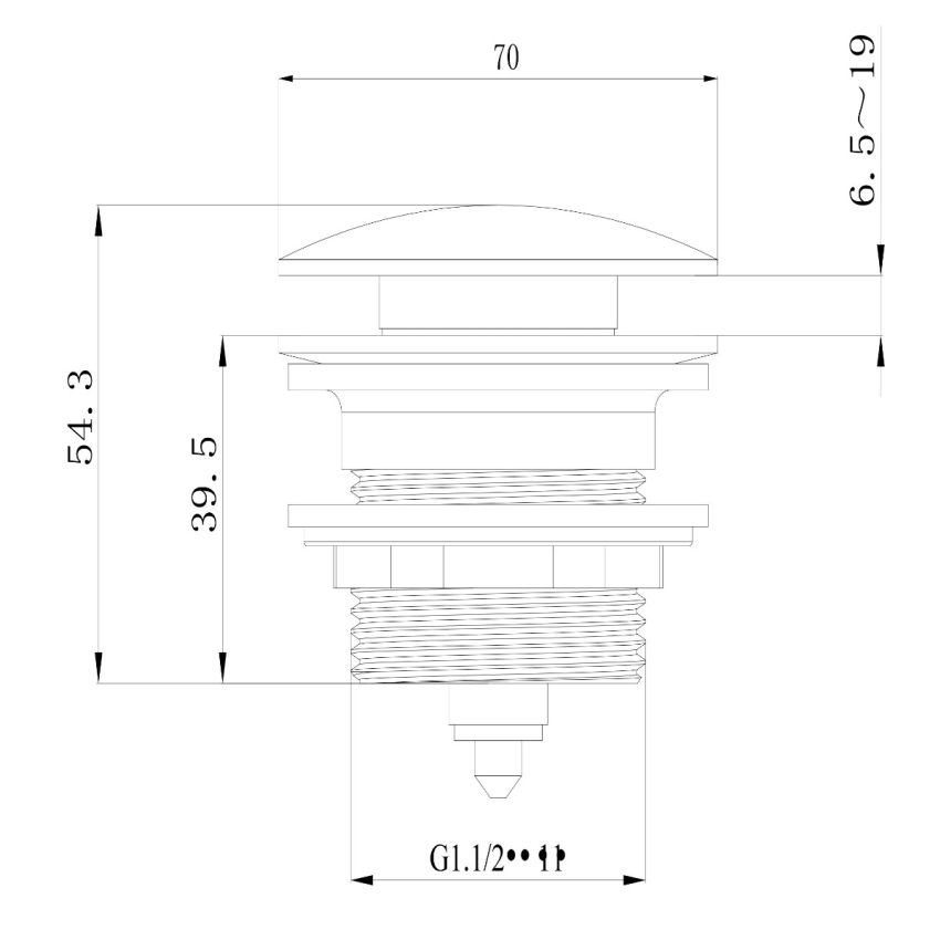 40mm Bath Pop-Up Plug With Removabel Waste No Overflow Gun Metal