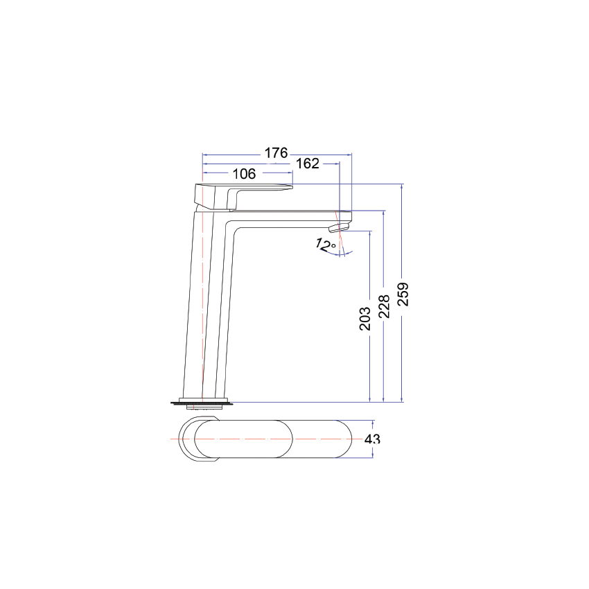 Cora High Rise Basin Mixer Matt Black