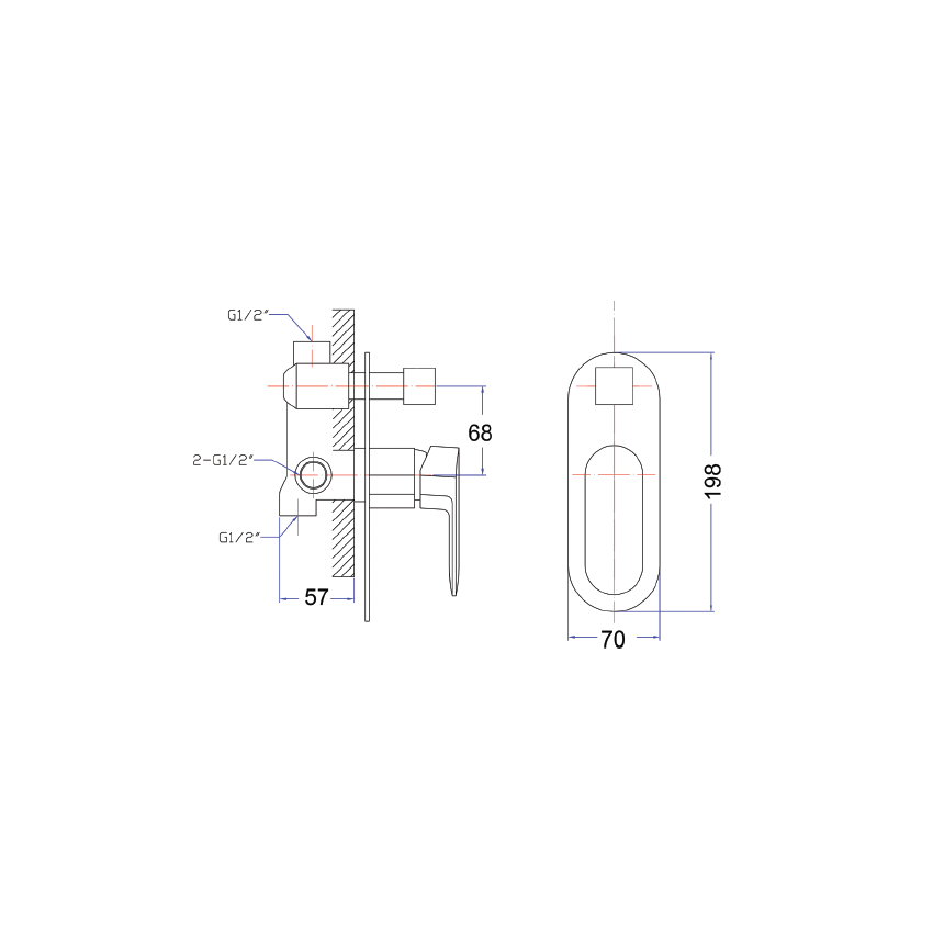 Cora Diverter Wall Mixer Matt Black
