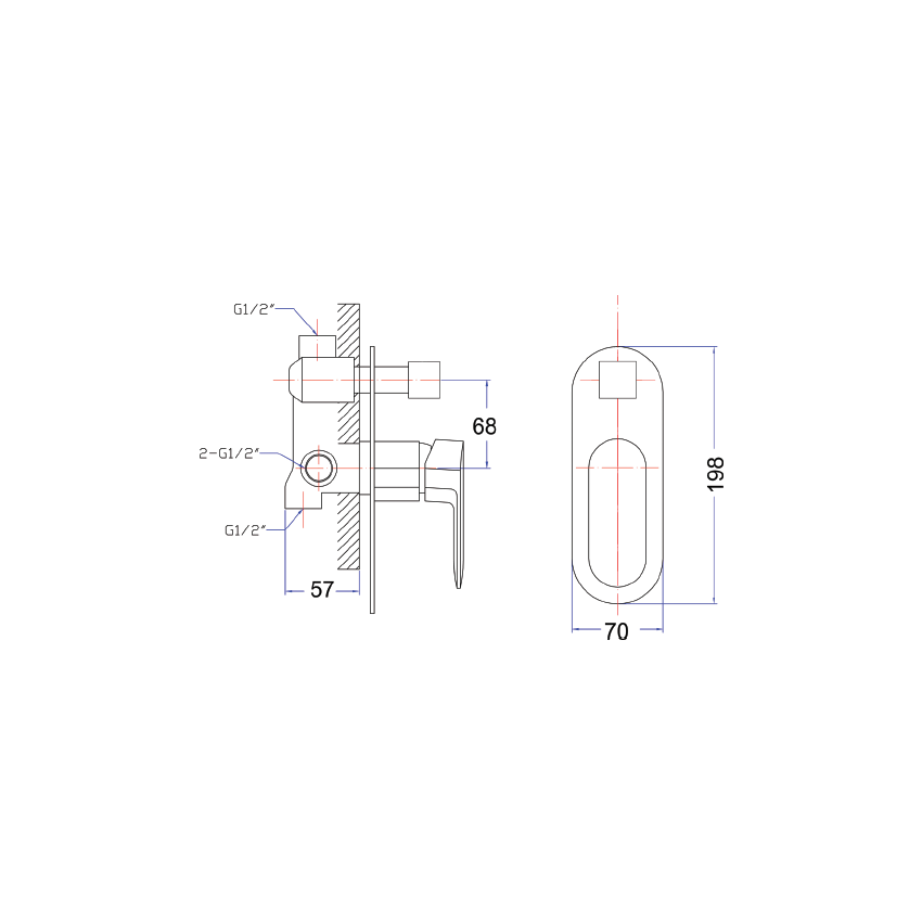 Cora Diverter Wall Mixer Chrome