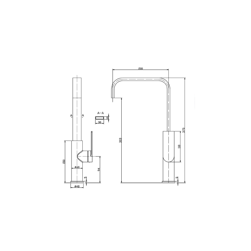 Ruki Solid Brass Kitchen Sink Mixer Chrome