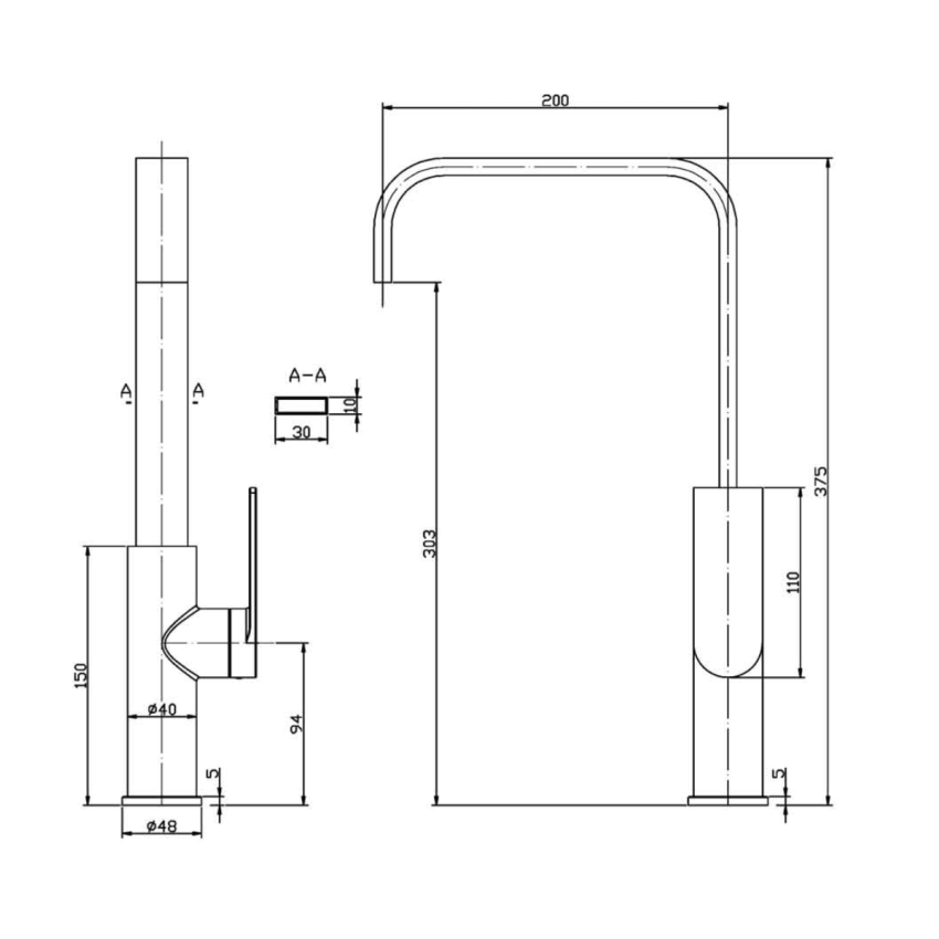 Ruki Sink Mixer Brushed Gold