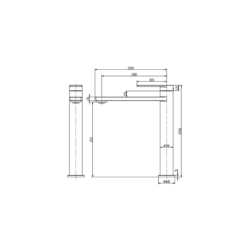 Ruki High Rise Basin Mixer Gunmetal