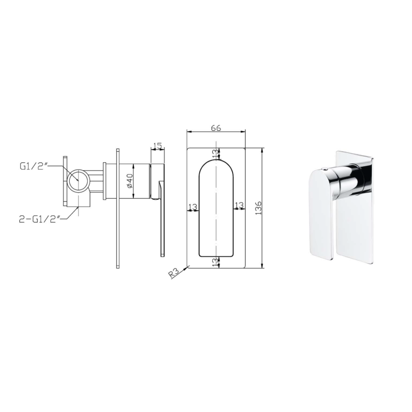 Ruki Wall Mixer Chrome