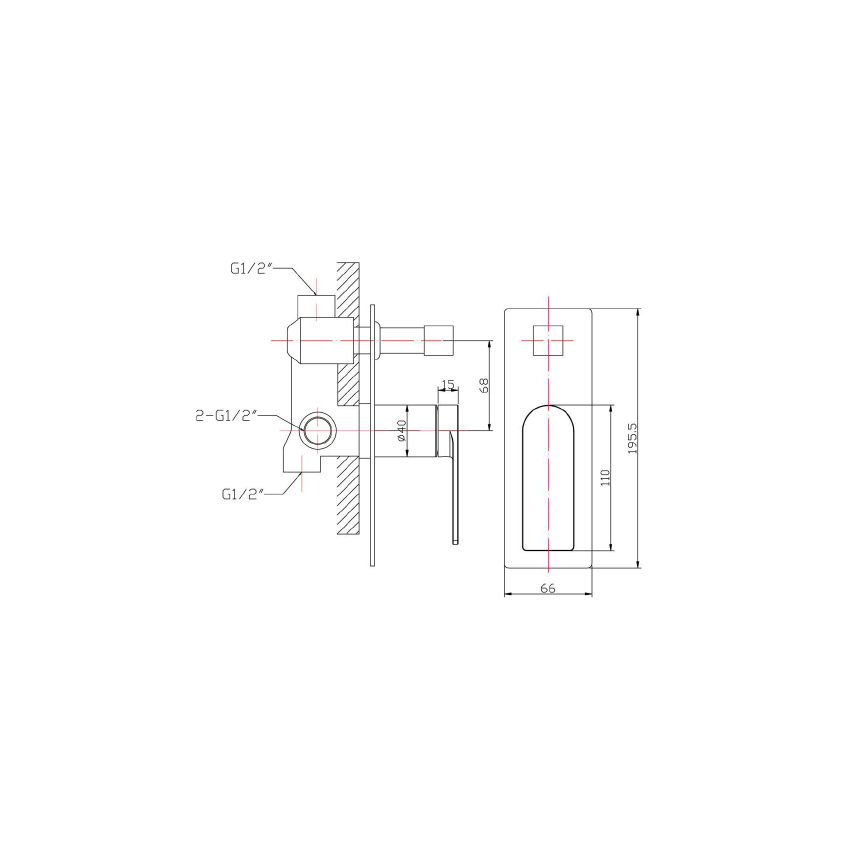 Ruki Wall Mixer with Diverter Gunmetal