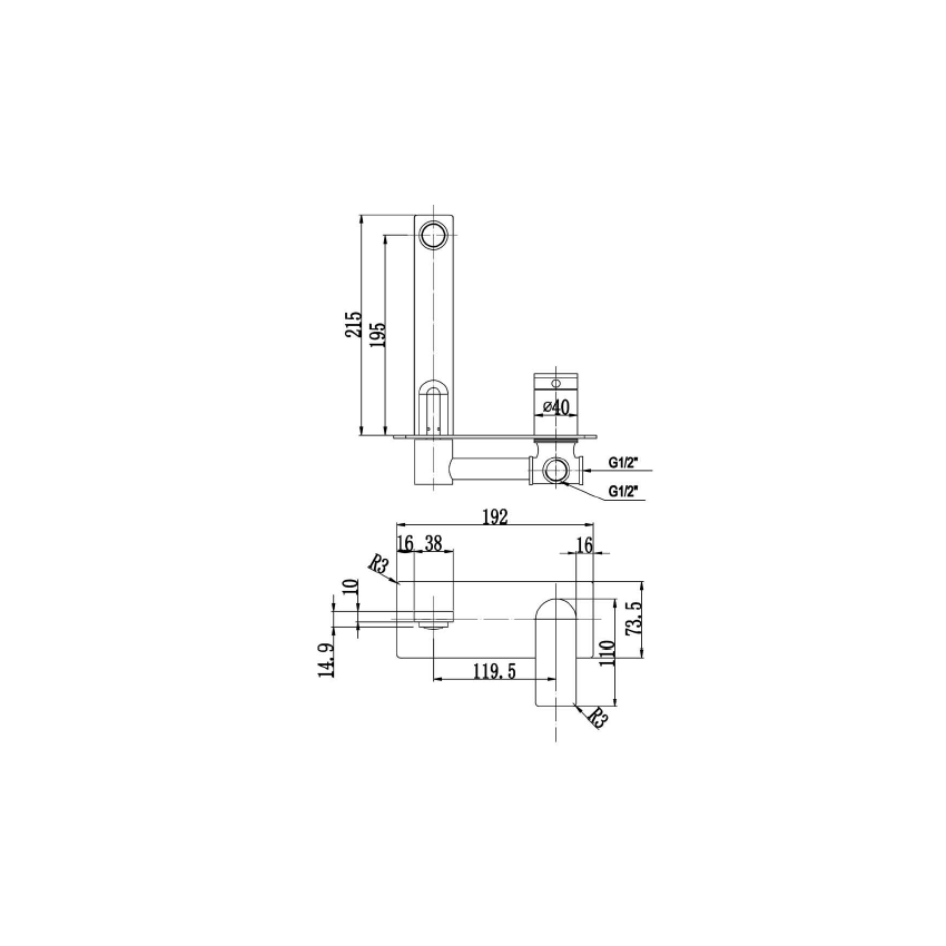 Ruki Wall Basin Mixer Gunmetal