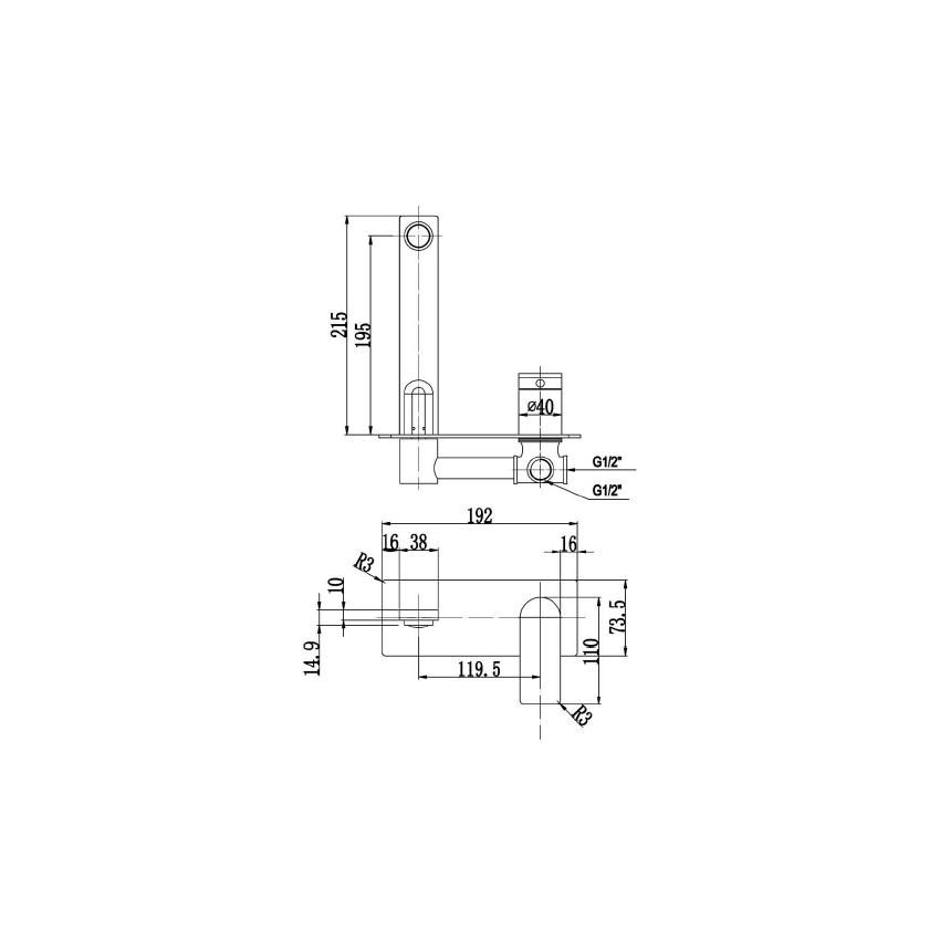 Ruki Wall Basin Mixer Matt Black