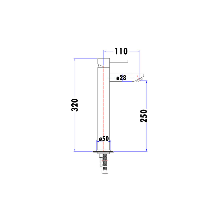 Otus Pin Handle High Rise Basin Mixer Chrome