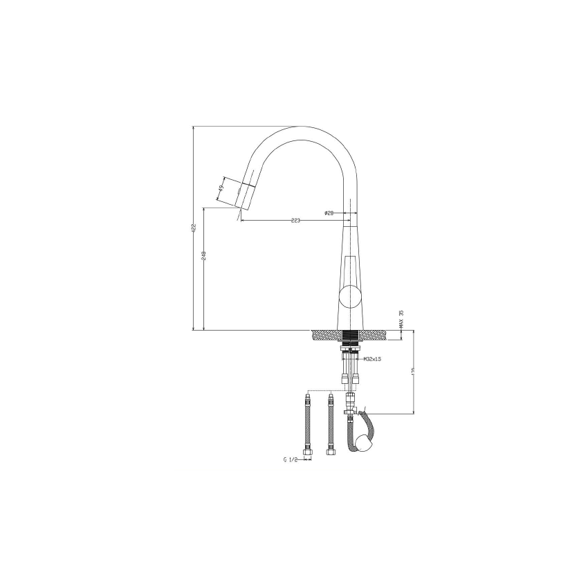 Otus Pull Out Sink Mixer Matt Black