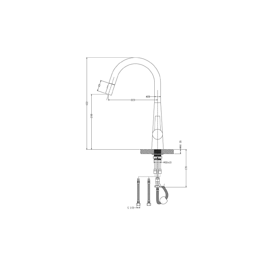 Otus Lux Pull Out Sink Mixer Chrome