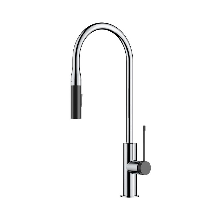 Aziz Pull Out Sink Mixer Chrome/Matt Black