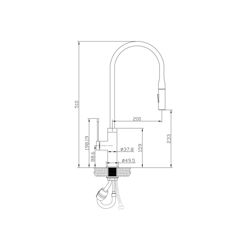 Aziz Pull Out Sink Mixer Matt Black