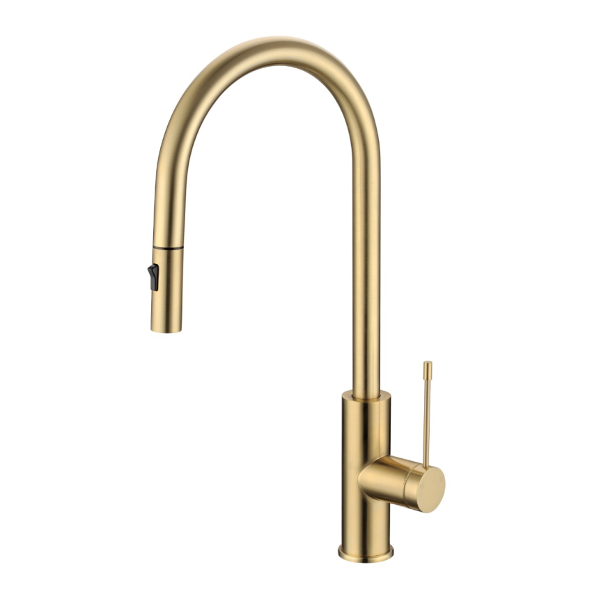 Aziz-II Pull Out Sink Mixer Brushed Gold
