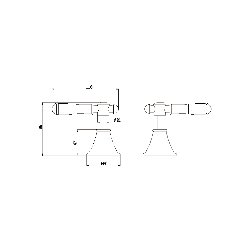 Clasico Wall Top Assemblies in Matt Black