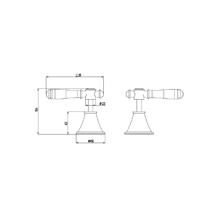 Clasico Wall Top Assemblies Ceramic Handle in Brushed Gold