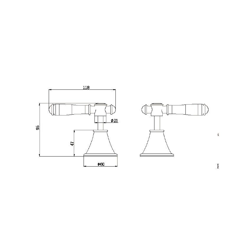 Clasico Wall Top Assemblies Ceramic Handle in Brushed Nickel