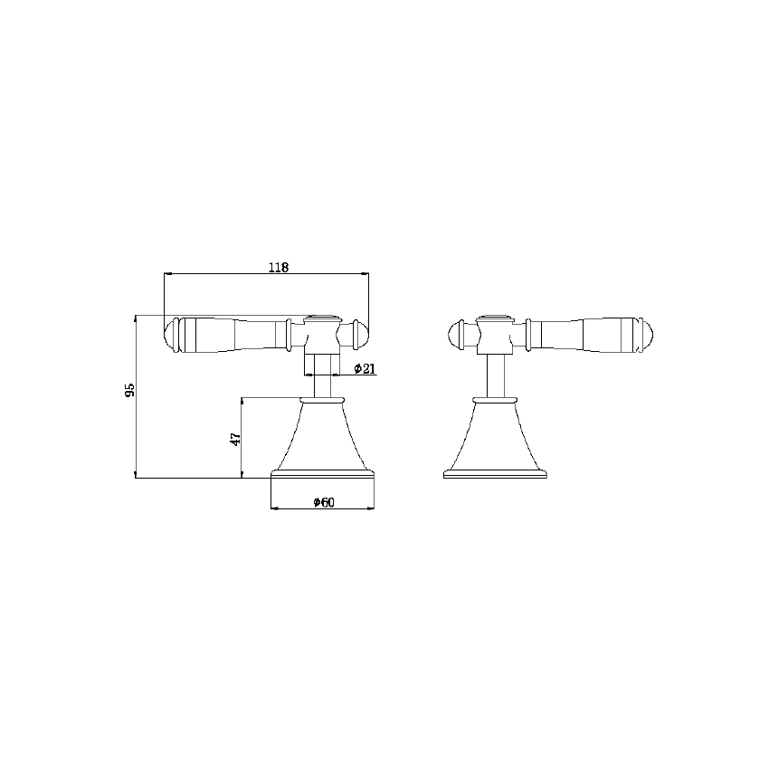 Clasico Wall Top Assemblies Ceramic Handle