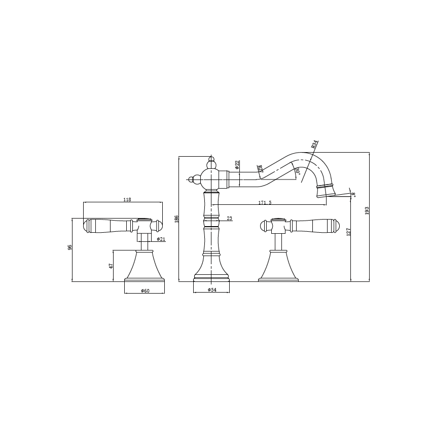 Clasico Basin Set in Brushed Gold