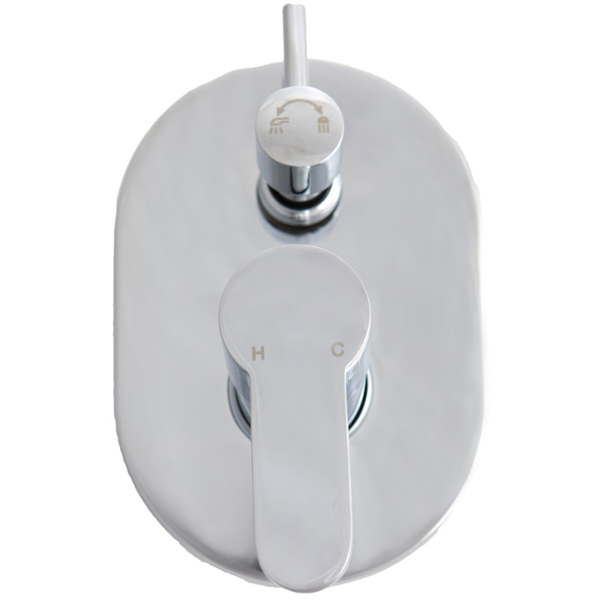 Maya Round Spoon Shaped Handle Wall Mixer With Diverter Chrome