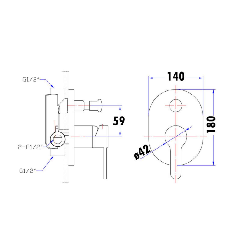 Maya Round Spoon Shaped Handle Wall Mixer With Diverter Chrome
